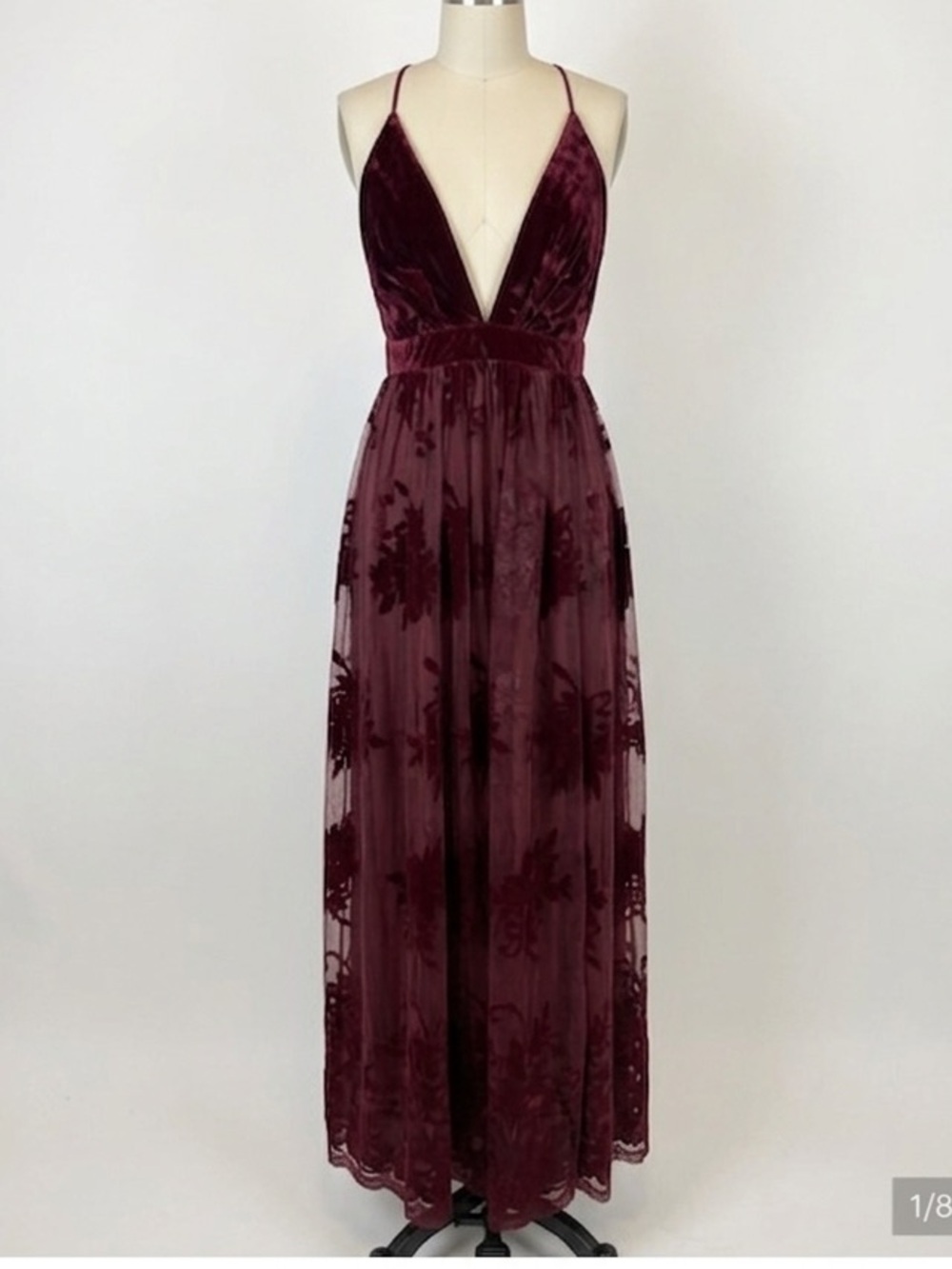 The Vintage Shop Burgundy Backless Dress